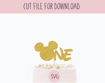 Mickey One Cake Topper Svg, SVG Cut File, Digital Cut File for Download