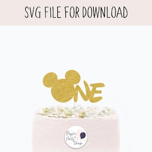 Mouse One Cake Topper Svg, SVG Cut File, Digital Cut File for Download