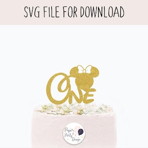 Mouse One Cake Topper SVG: First Birthday Cut File (Digital Download)