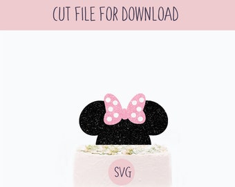 Minnie Mouse Cake Topper Svg, SVG Cut File, Digital Cut File for Download