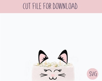 Cat Face Cake Topper Svg, Digital Cut File for Download, SVG File