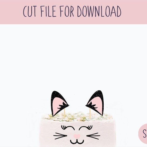 Cat Face Cake Topper Svg, Digital Cut File for Download, SVG File