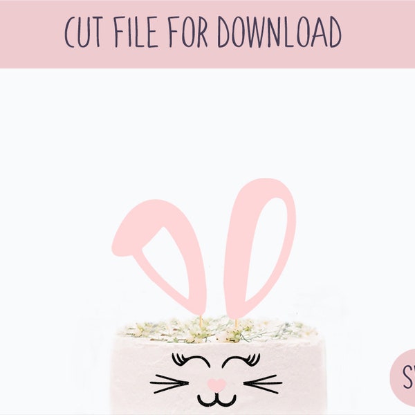 Bunny Face Cake Topper Svg, SVG Cut File, Digital Cut File for Download