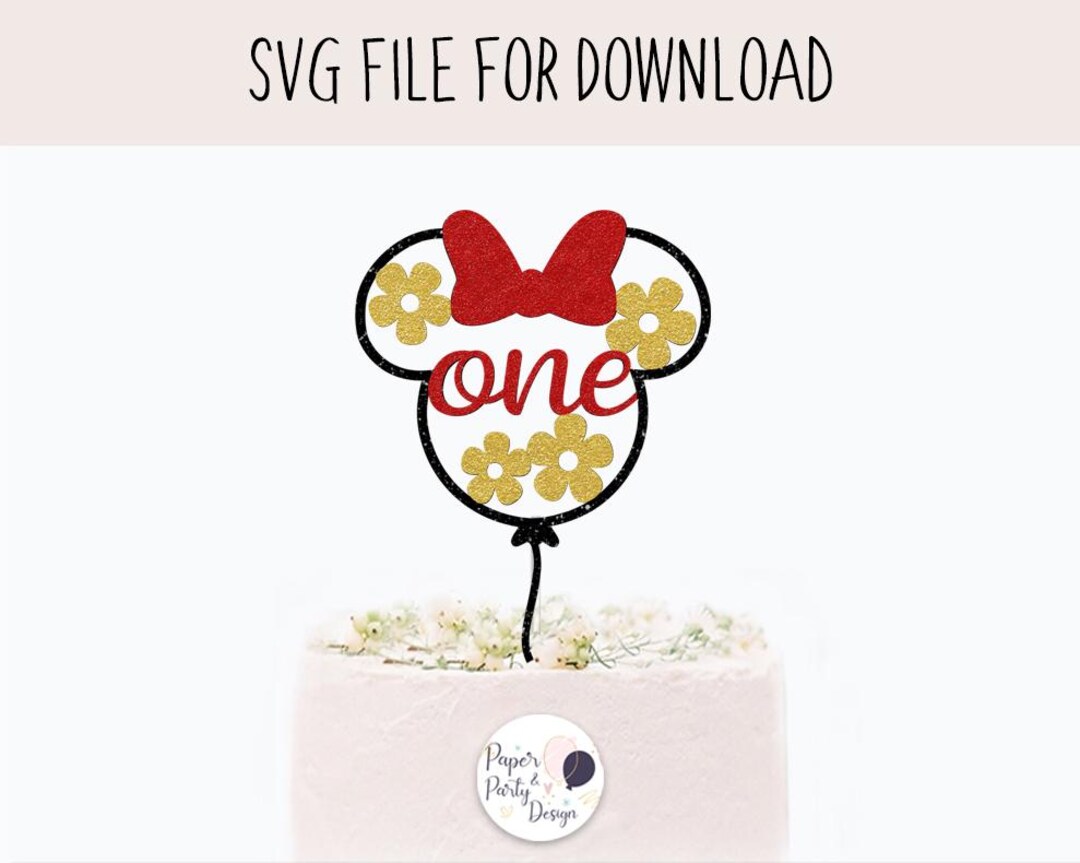 Mouse Daisy Cake Topper SVG • First Birthday Cut File • Digital ...