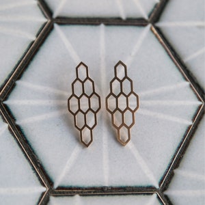 10K Gold Honeycomb Earrings, Honeycomb Earrings, Honeycomb Earrings Bee, Honeycombs Earrings, Gold Honeycomb Earrings, Honeycomb Earrings