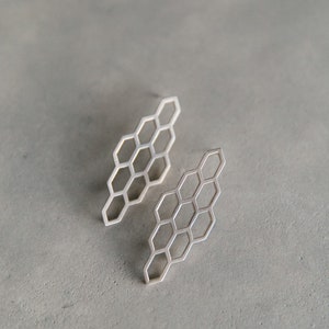 Sterling Silver Honeycomb Earrings, Honeycomb Earrings, Honeycomb Earrings Bee, Honeycombs Earrings, Silver Honeycomb Earrings
