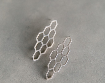 Sterling Silver Honeycomb Earrings, Honeycomb Earrings, Honeycomb Earrings Bee, Honeycombs Earrings, Silver Honeycomb Earrings