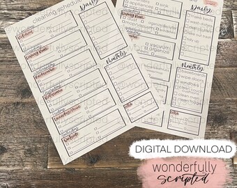 Cleaning Schedule | Digital Files | Digital Download | PDF Files