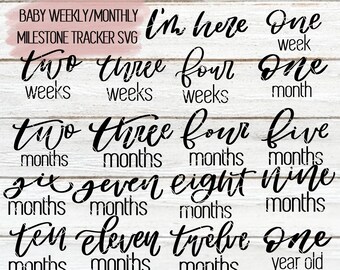 Milestone Tracker | Baby milestones | Weekly Monthly Tracker | Cut Files | SVG | PNG | JPEG | Digital Files | Digital Download