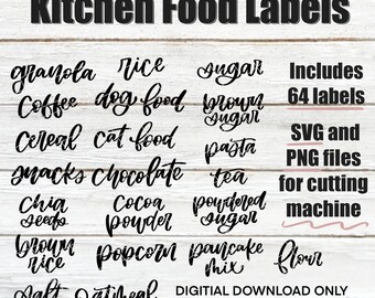 Kitchen Food Labels | Cut Files | SVG | PNG | JPEG | Digital Files | Digital Download