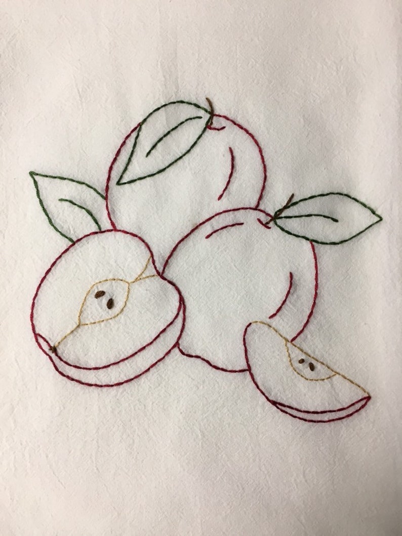 Apple Time embroidered Tea Towel image 2