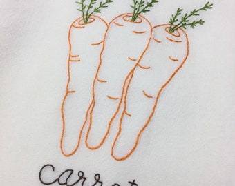 Carrots on Flour Sack Tea Towel.