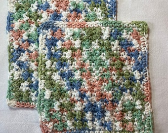 Spring Crocheted Dish Cloths set of 2