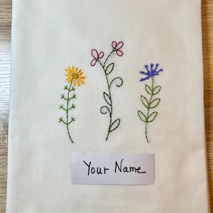 Personalized Wildflower dish towel