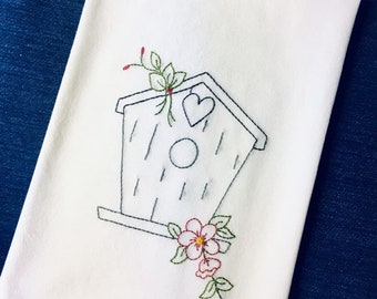 Birdhouse Flour sack Tea Towel