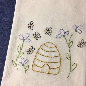 BEES and BEEHIVE flour sack dish towel