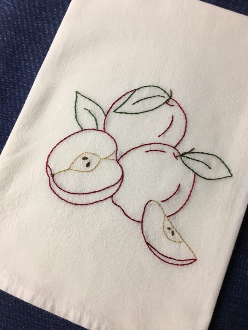 Apple Time embroidered Tea Towel image 3