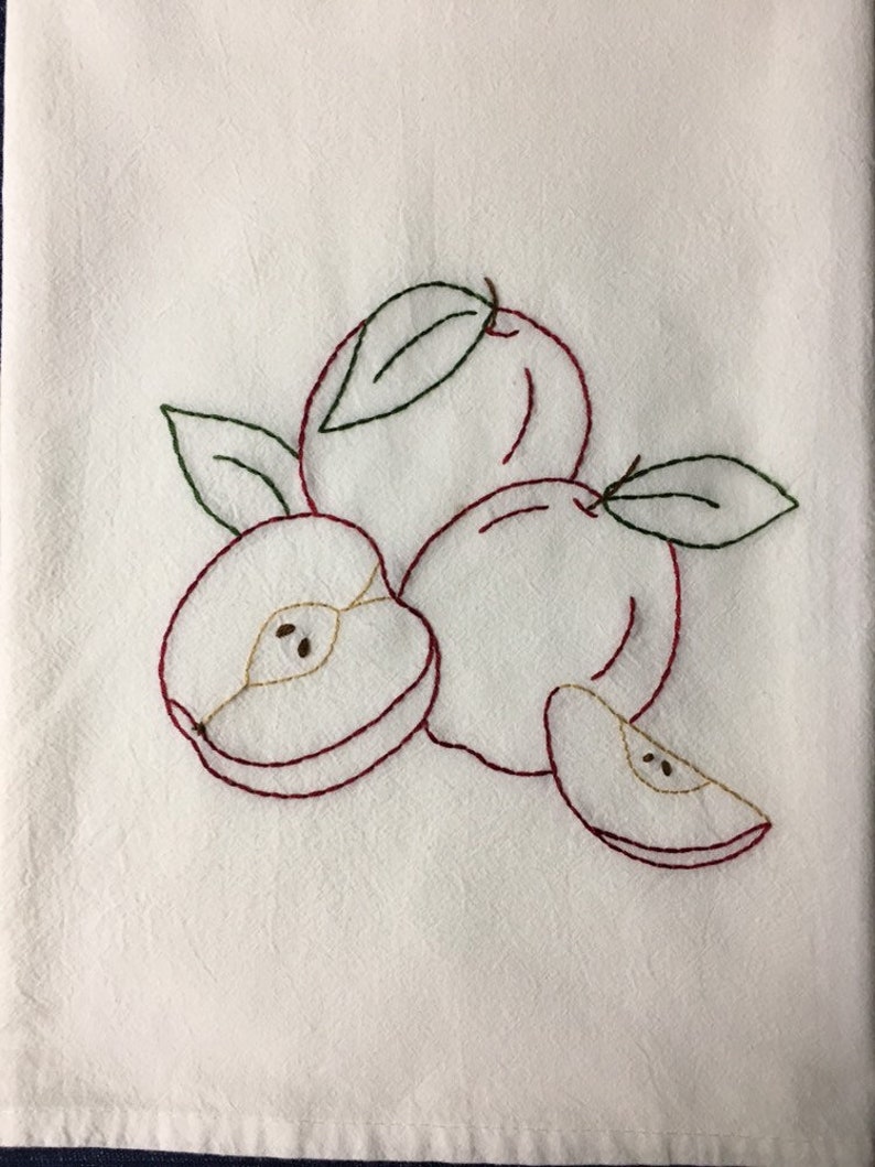 Apple Time embroidered Tea Towel image 4