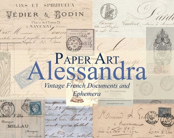 Vintage French Documents and Ephemera Digital  Papers - Antique Paper Ephemera Digital - Digital Kit - Journal Pages Digital Downloads