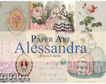 French Belle Digital Papers - Vintage French Digital  Papers - Antique Paper Ephemera Digi - Digital Kit - Journal Pages Digital Downloads