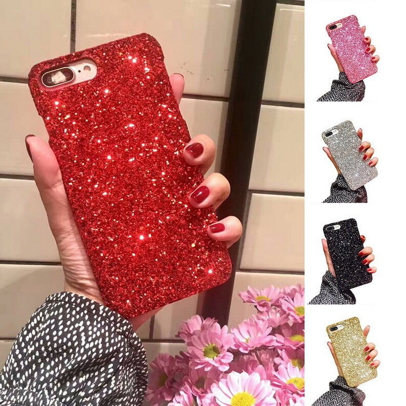 Glitter Rhinestones Decorated Gloosy Phone Case Cover For Etsy