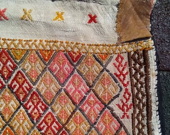 Small tribal embroidered kilim cicim. Central Anatolia.