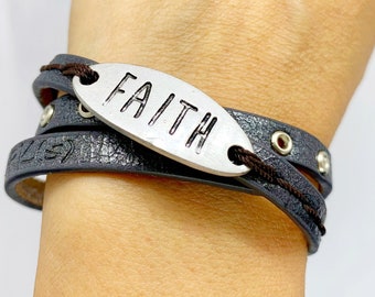 Teen/Unisex inspirational leather savant wrap around bracelet (Goodworks)