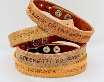 Simple unisex inspirational word singles leather bracelet (Goodworks)
