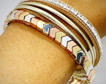 Women/Teen/Unisex chic dressy party leather and crystal bracelet