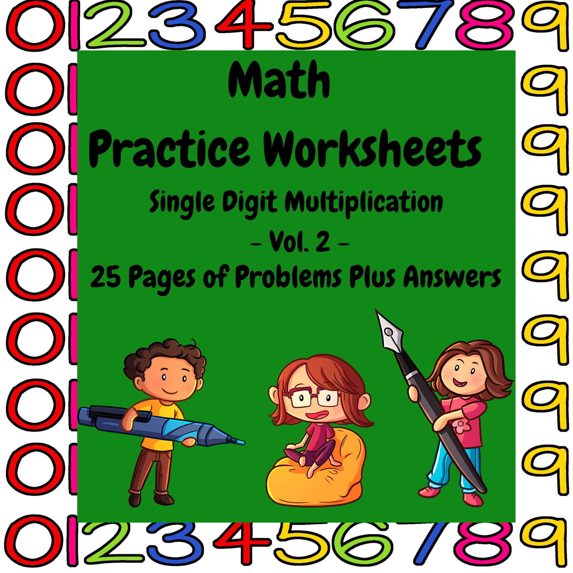 vol 2 multiplication math practice worksheets with answer key etsy