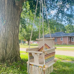 Macrame Baby Toddler Swing Chair Rainbow