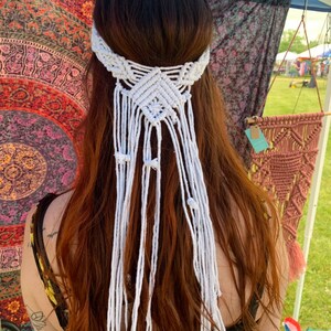 Macrame Veil Boho Headband - Etsy