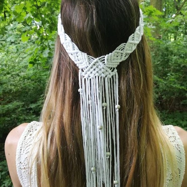 Macrame veil, boho headband