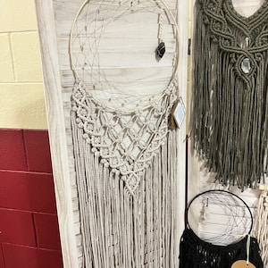 Macrame Dreamcatcher Moon with Crystals