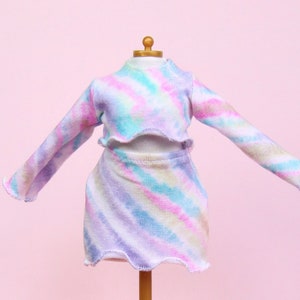 Colorful Bohemian Tie Dye Long Sleeve and Skirt Outfit for 1/6 Scale or 30 cm Fashion Dolls