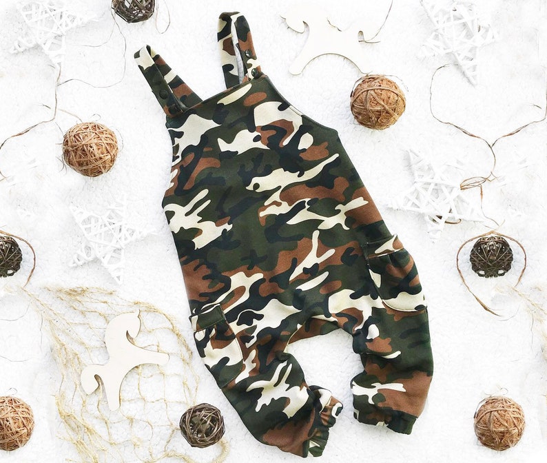 Baby camo jupmsuit with pockets Baby boy camouflage clothes Etsy