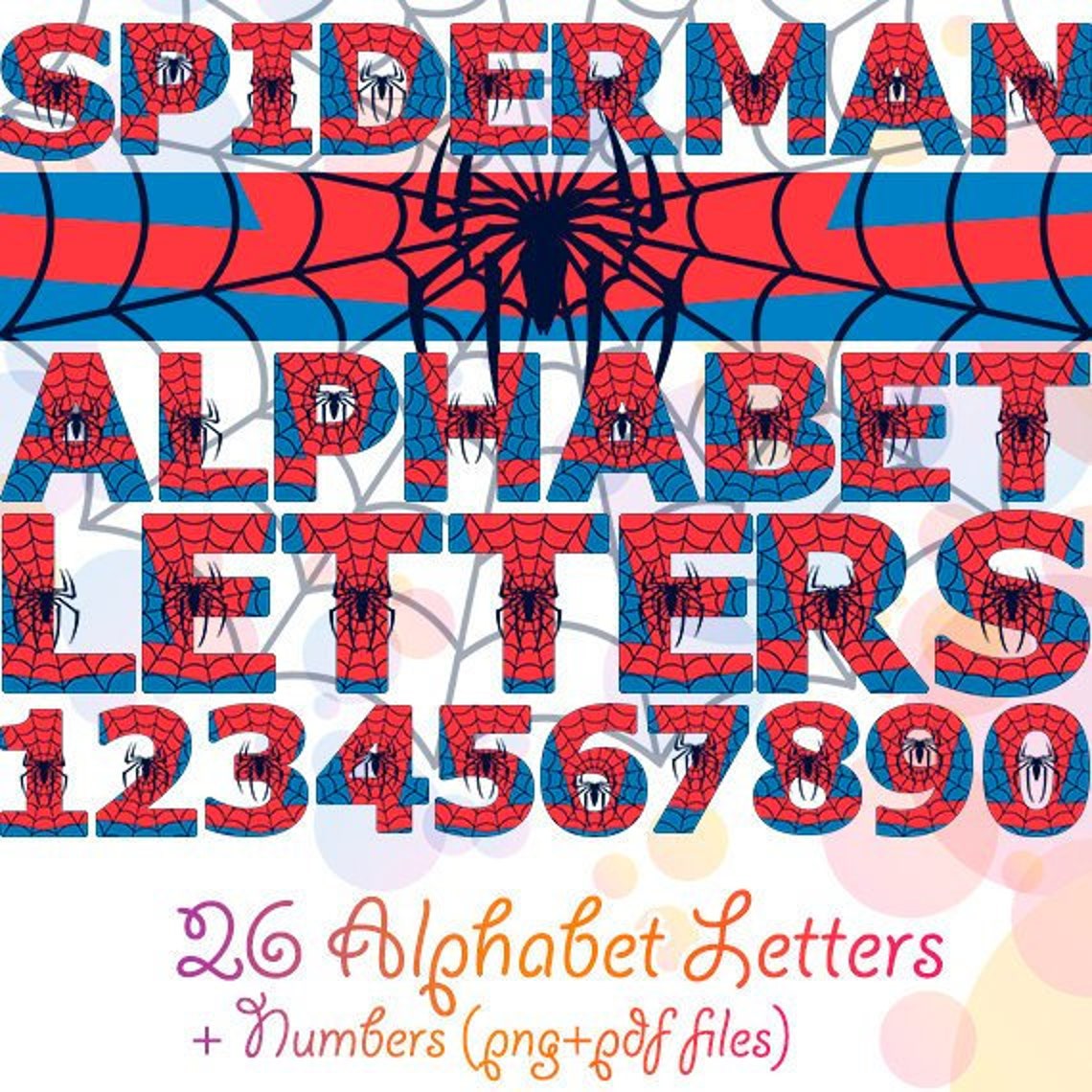Spiderman Alphabet 36 PNG Letters Numbers Spiderman Printable | Etsy