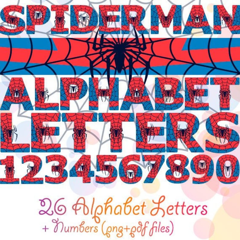 spiderman alphabet 36 png letters numbers spiderman