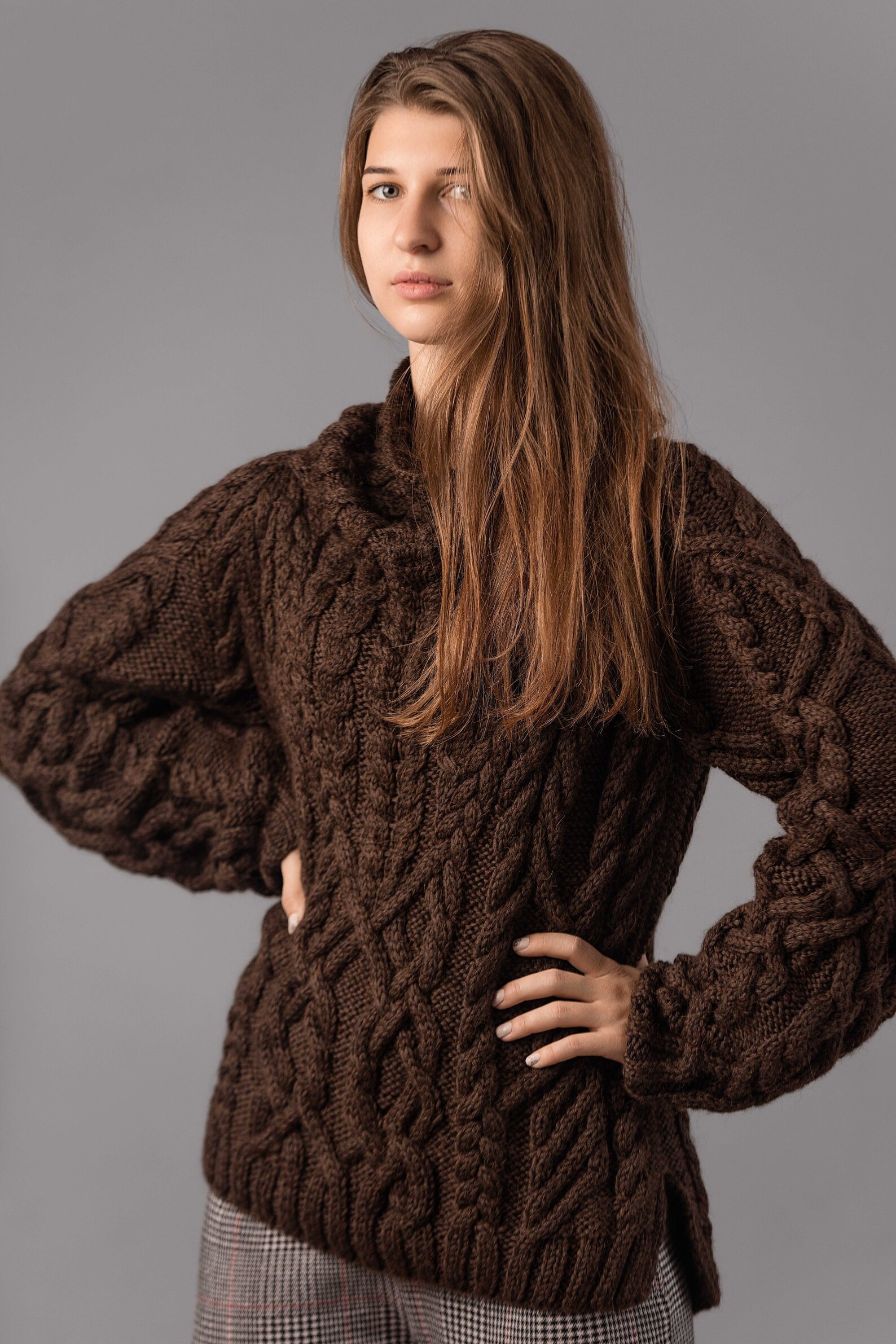 Knit Women Sweater Oversized Merino Wool Woman Sweater Italian Merino Wool Pullover Handknit