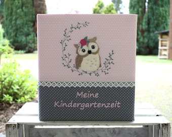 Kindergarten folder Kita folder Crib folder Portfolio Kindergarten folder cover with name Primary school folder owl customizable Bemali