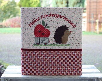 Kindergartenordner Kita-Ordner Portfolio Ordner Kindergarten Ordnerhülle mit Namen Grundschulordner Igelmotiv rot individualisierbar Bemali