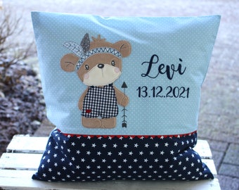 Name pillow personalized pillow baby pillow pillow for birth individual children's pillow pillow with name boho bear cuddly pillow Bemali