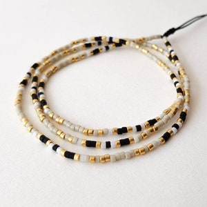 Dainty Gold Beige Tiny Seed Bead Multi Wrap Bracelet, Dainty Minimalist Layering Necklace, Mothers Day Gift for Her, Bracelets for Women