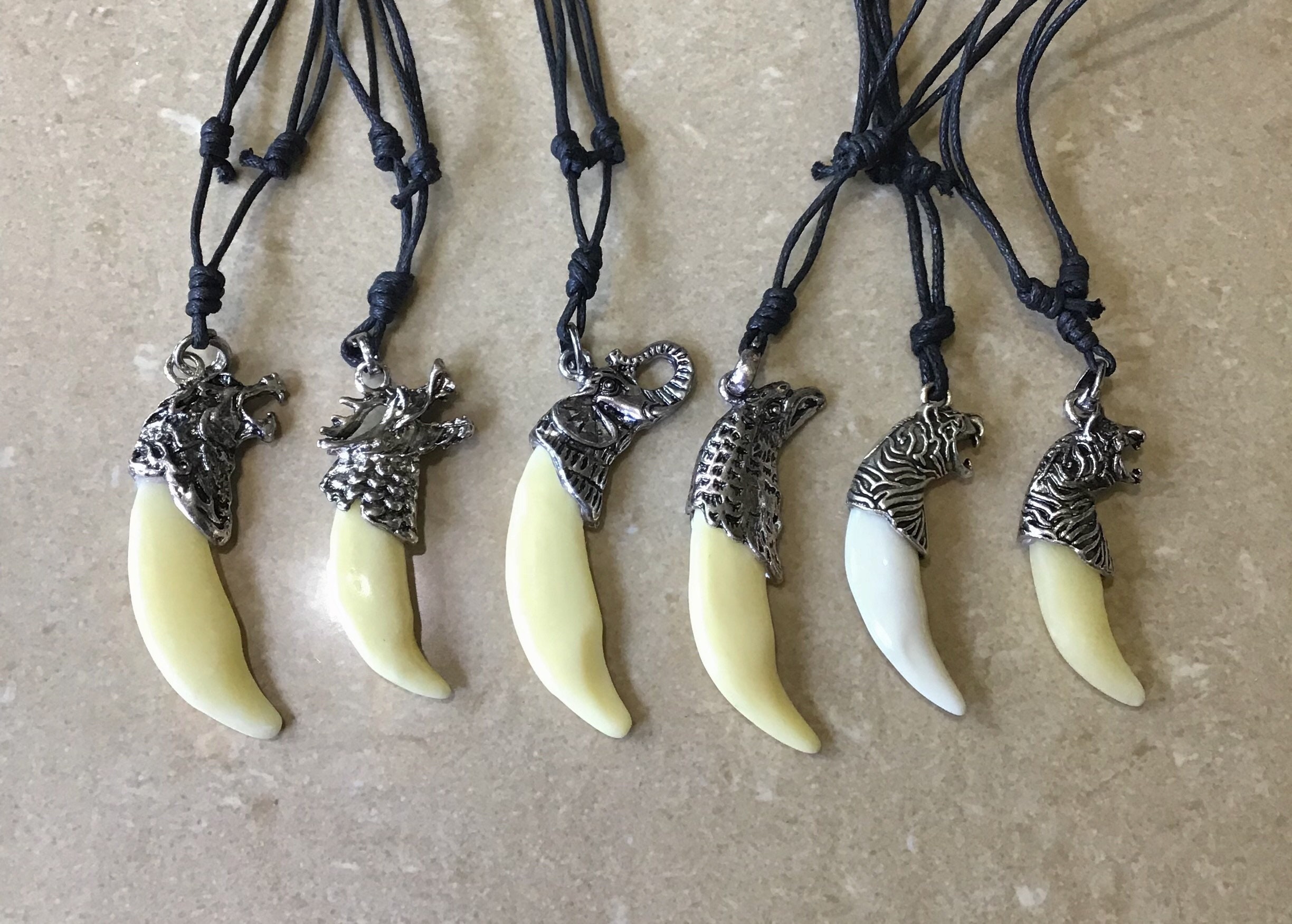 Mens Animals Tooth Necklaces. Mens Necklace. Mens Jewelry. Wolf