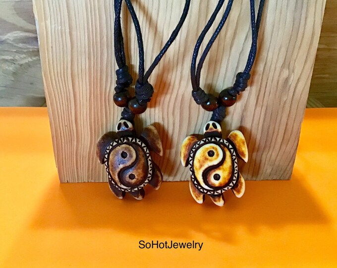 Ying Yang Turtle Necklace. Turtle. Necklace. Mens Necklace. Surfer
