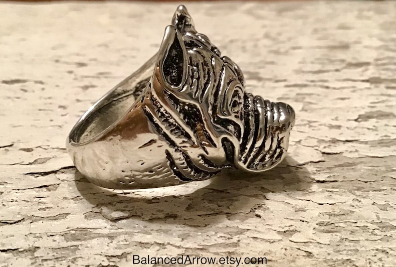 Mens Statement Ring Biker Ring Unique Mens Ring Ring Large Ring. Mens Gifts Bulldog Mens Ring