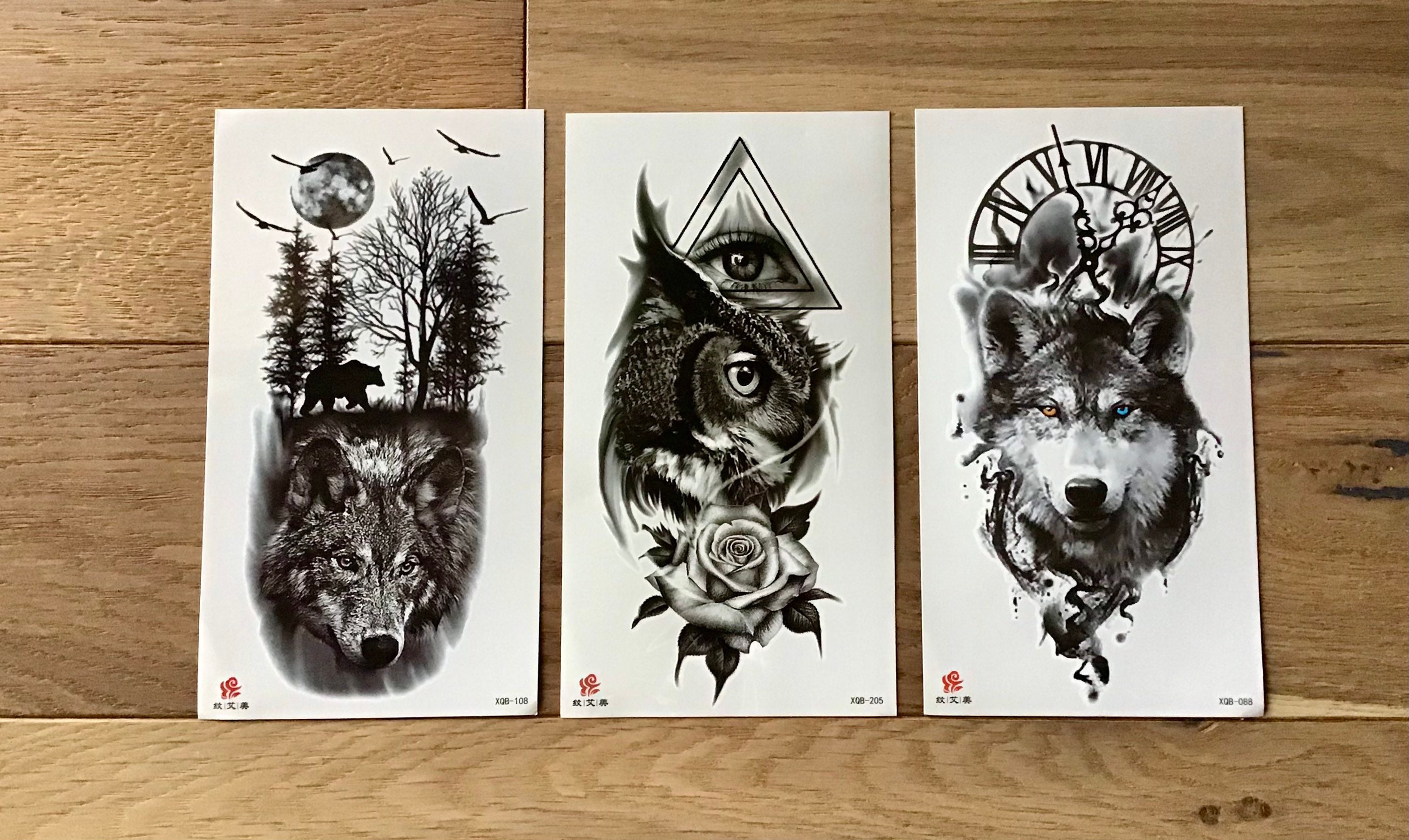Temporary Tattoos. Tattoo. Wolf Tattoo. Owl Tattoo. Large - Etsy Singapore Temporary Tattoos. Tattoo. Wolf Tattoo. Owl Tattoo. Large - Etsy Singapore