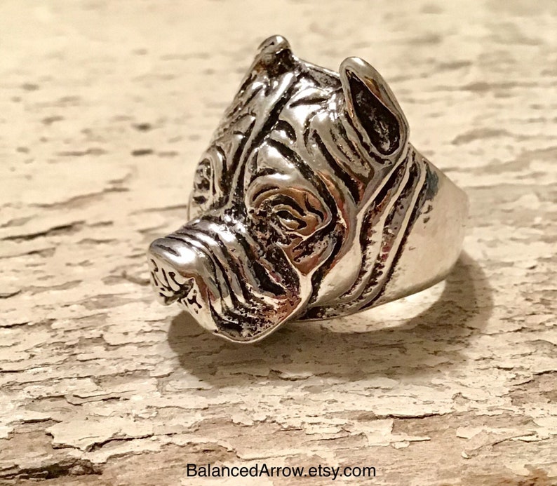 Mens Statement Ring Biker Ring Unique Mens Ring Ring Large Ring. Mens Gifts Bulldog Mens Ring