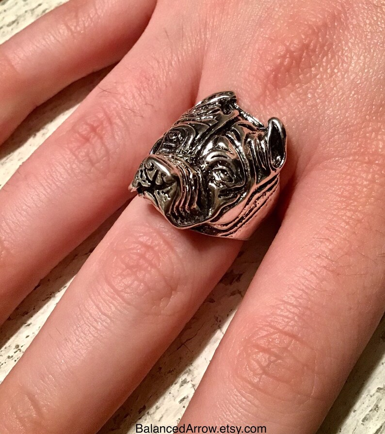 Mens Statement Ring Biker Ring Unique Mens Ring Ring Large Ring. Mens Gifts Bulldog Mens Ring
