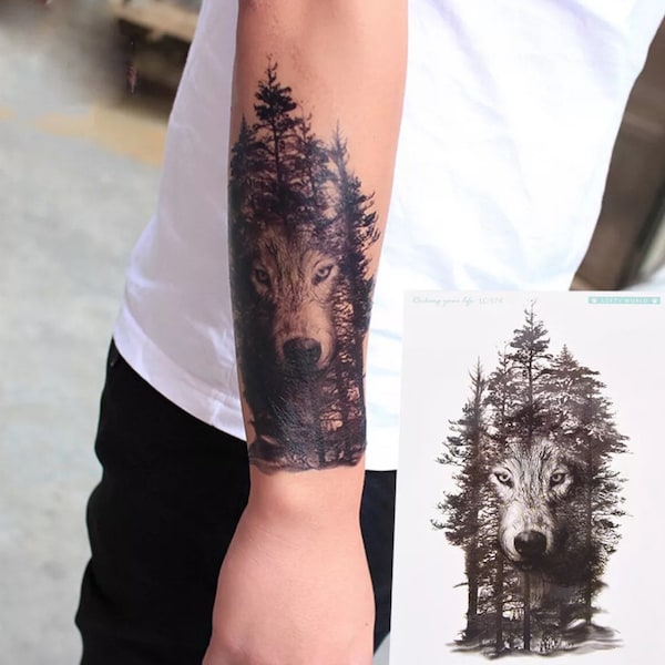 Temporary Tattoo Wolf Etsy